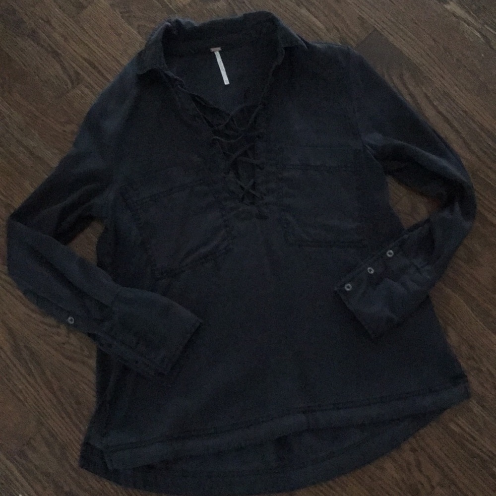 Free People charcoal blouse
